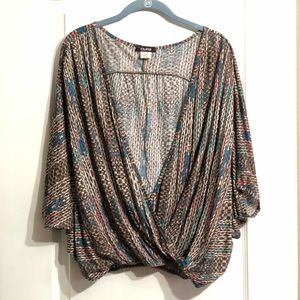 Cure Multi Colored Criss-Cross Low Cleavage Top